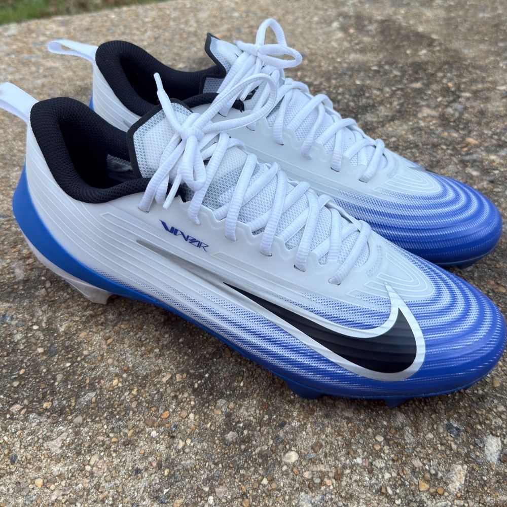 Nike Vapor Edge 3 Football Cleats Mens 11.5 White Royal Blue Duke Player Worn